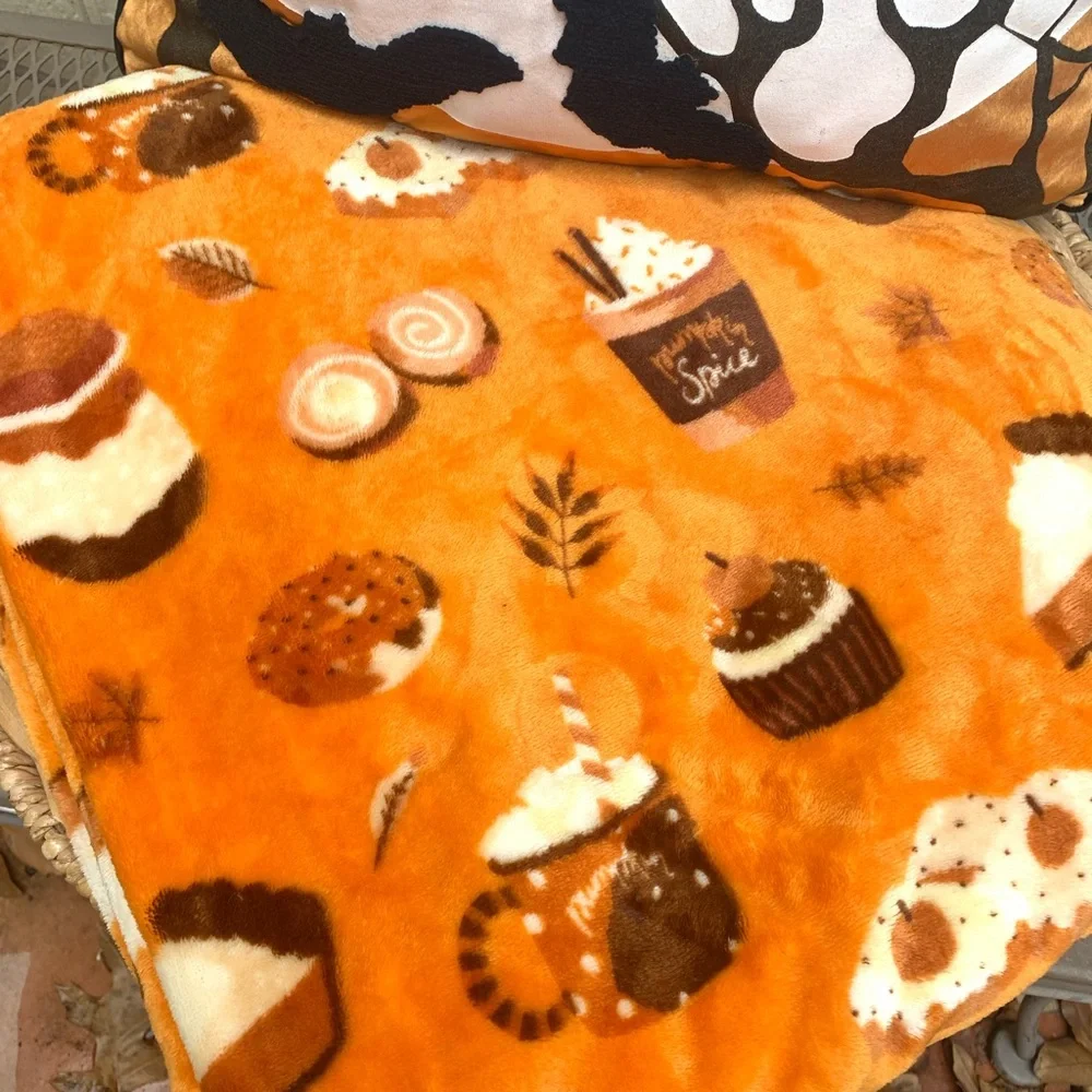 Storehouse Halloween Musical Glow in the Dark Toss Pillow + Pumpkin Spice Throw